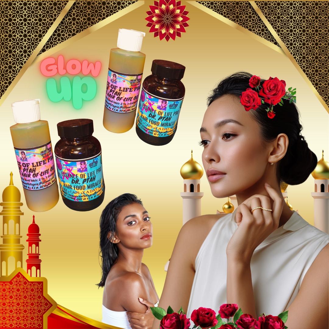 DR. PTAH HAIR GLOW OIL & HAIR FOOD MIRACLE CAPS 8oz